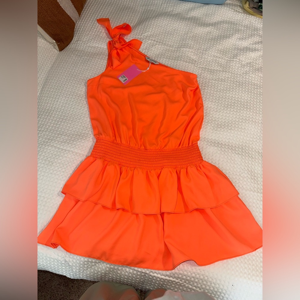 Amanda Uprichard Orange One Shoulder Dress